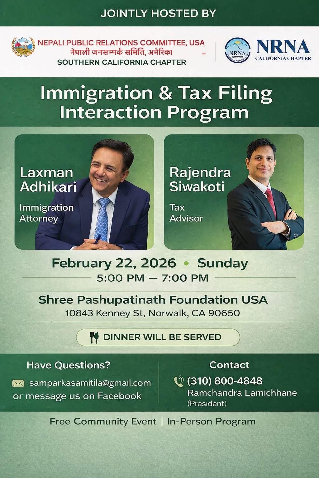 नेजस र एनआरएनएद्दारा Immigration & Tax Filing Interaction कार्यक्रम गरिंदै